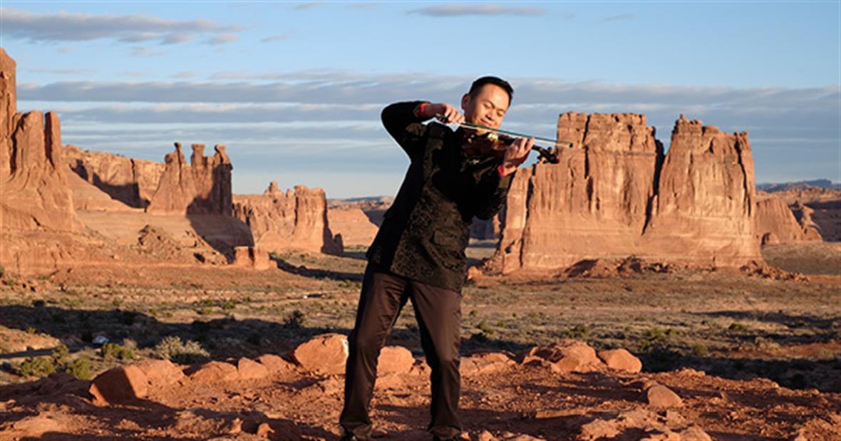 Xiang Gao plays the violin in Utah